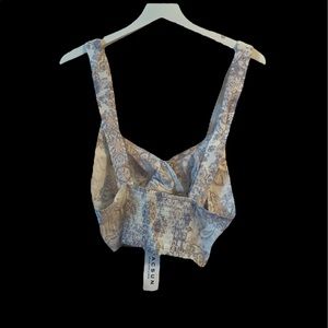 Kendal and Kylie cross over white damask crop top